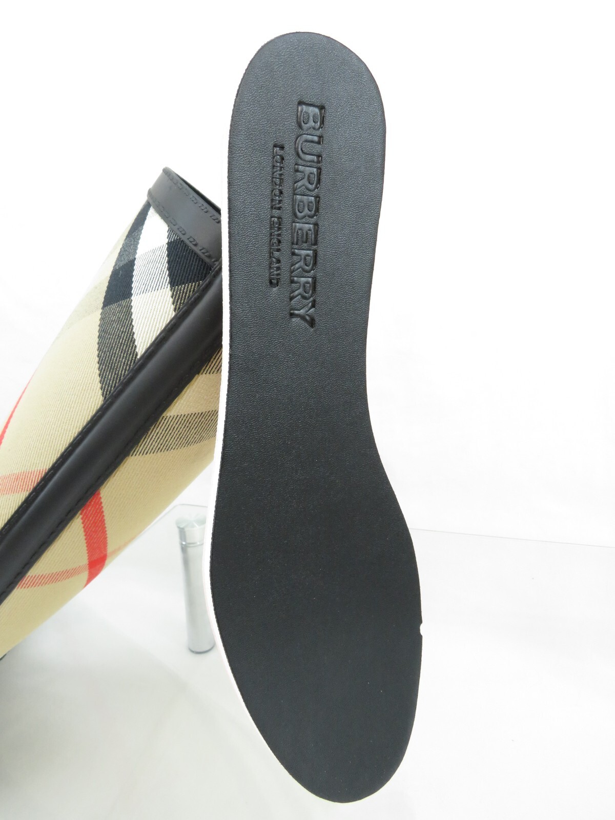 Pre-owned Burberry Simeon Black Rubber Beige Check Logo Knee High Rain Boots Us 10 Eu 40