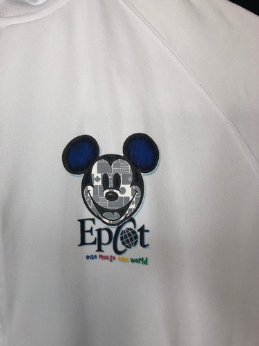 Epcot Disney Parks One Mouse One World Mens White Track Jacket Full Zip XL A18