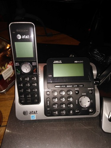 AT&T CL83201 DECT 6.0 Cordless Phone, Black/Silver, 2 Handsets