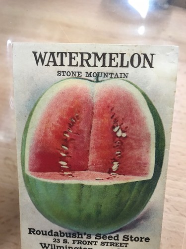 ANTIQUE 1918 WATERMELON SEED PACKET / ROUDABUSH SEED STORE, N.C.