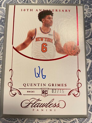 2021 22 Flawless Quentin Grimes Ruby 10th Anniversary Rookie Autograph #02/15