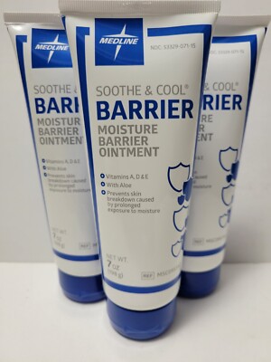 3-Pack Medline Soothe & Cool Moisture Barrier Ointment, 7 Oz. Vitamin A D E Aloe
