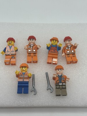 Lego City Minifigures Lot Of 6 Construction Workers
