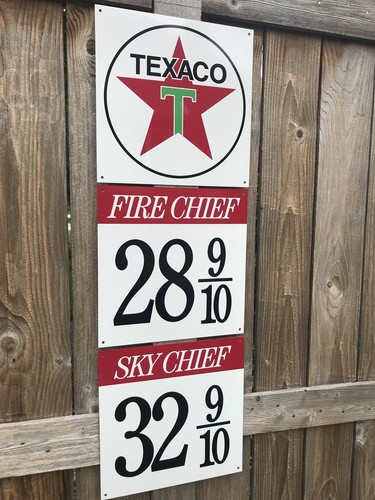 Texaco gasoline advertising sign rare 3 piece sign vintage reproduction 1940-50s