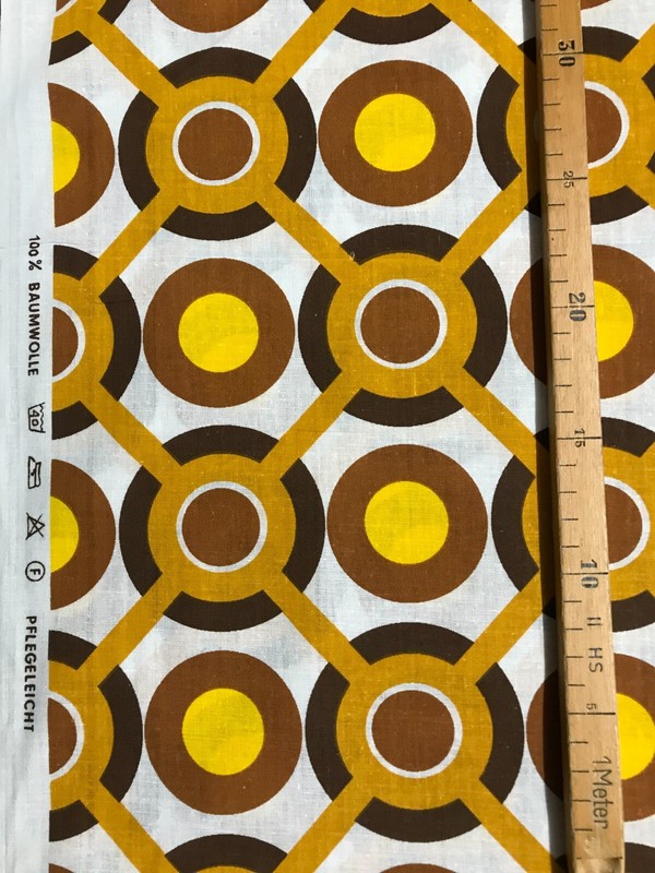 Vintage Vorhang Stoff  Pop Art Dessin 70Â´S  100% Baumwolle  2,50 * 1,20 Mtr Neu