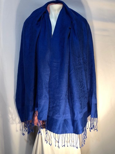 DG Women's Pashmina Scarf Shawl Paisley.Purple Blue Silk Cashmere,Soft.