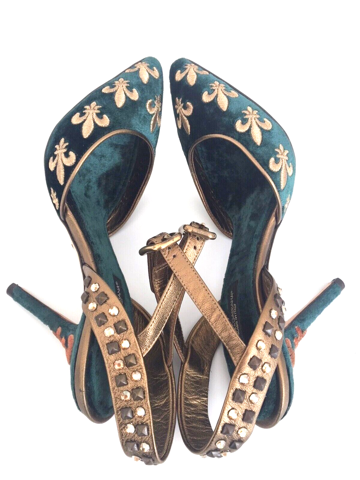 Dolce and gabbana green velvet shoes best sale