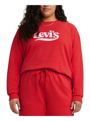 

LEVIS Женская красная толстовка с логотипом из хлопковой смеси плюс, Красный