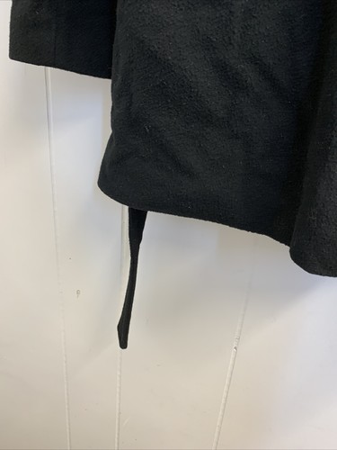 Lerry Levine Jacket Womens Petite 12 Button Up Mid Length Black Sport Wool Coat