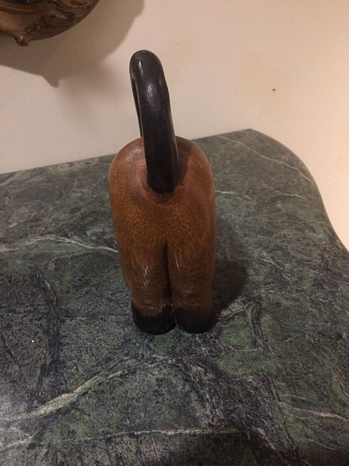 Hand Painted Carved Wood Folk Art Cat Figurine