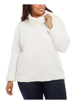 

STYLE - COMPANY Женский свитер цвета слоновой кости из искусственного шерпа с длинными рукавами и воротником-хомутом Plus, Цвет слоновой кости