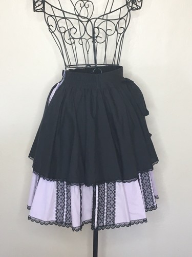 Fashions by Bettye Square Dancing Skirt Layered Lace Bows Purple Black Sz S