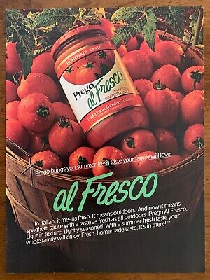 1986 Prego Al Fresco Light Vintage Print Ad/Poster 80s Italian Food Art Décor