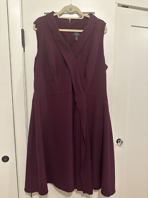 GREAT CONDITION! ADRIANNA PAPELL DRESS - PLUS SIZE 20 - EGGPLANT