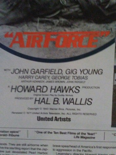 CED RCA VideoDisc Airforce Starring John Garfield (1943) Black/White Air Force