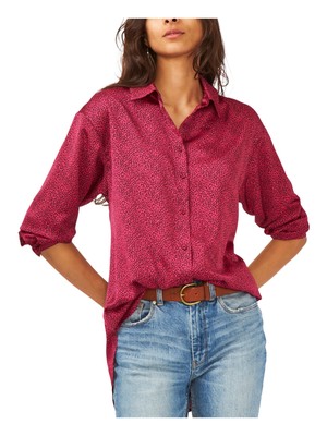 

VINCE CAMUTO Женская розовая рабочая блузка с изогнутым краем и манжетами на рукавах, размер, Розовый