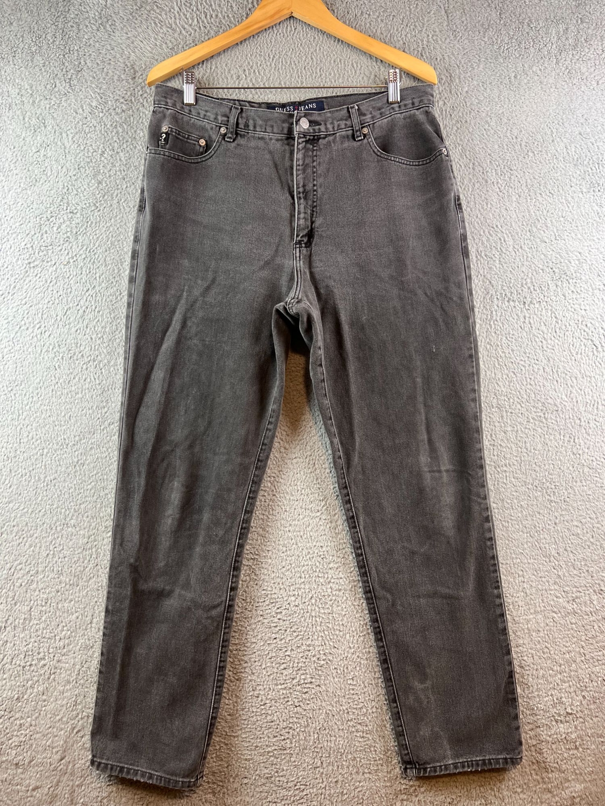 90s GUESS JEANS USA製 Straight Denim Pant VTG 80s 90s Guess Jeans Denim Sz 36 Dark Wash Loose Fit