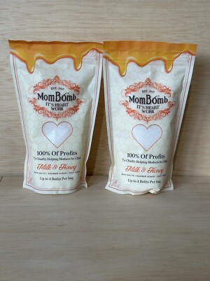 2-MOM BOMB - Milk and Honey Bath Salts, Foot Scrub and Shower Scrub