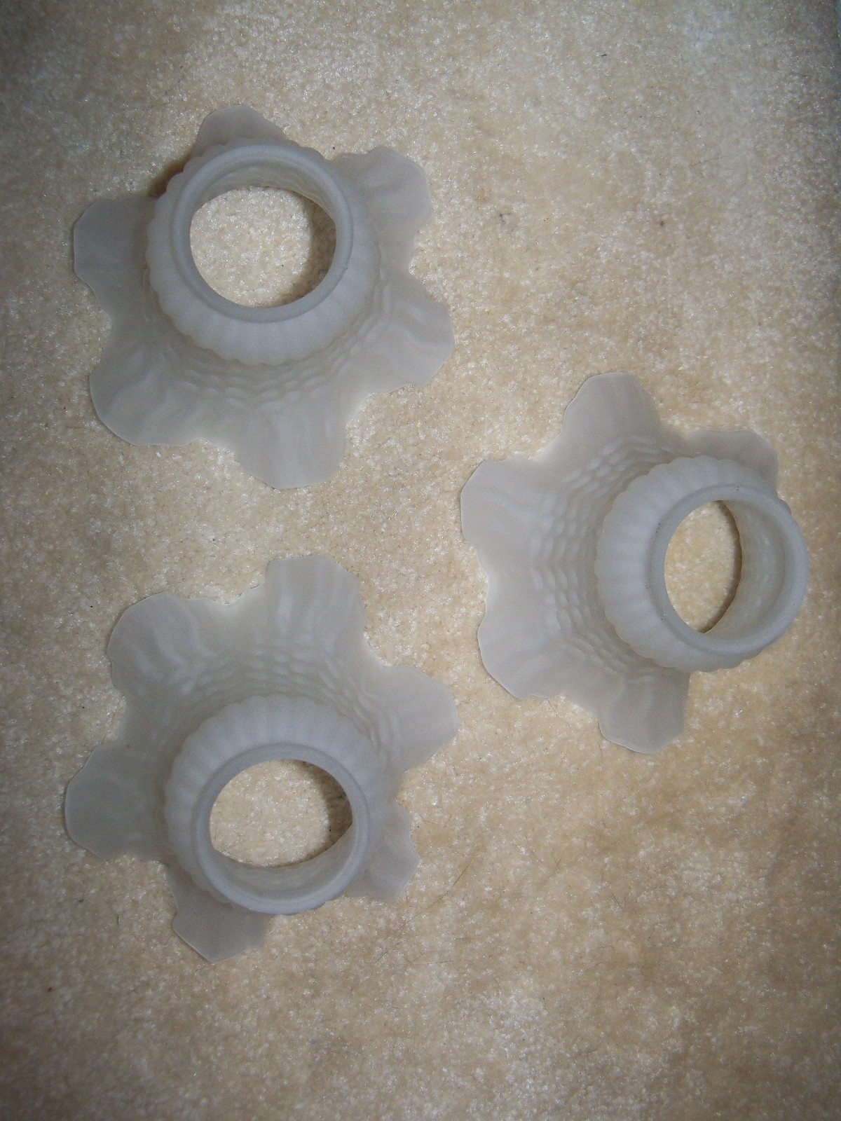 Set of 3 Vintage Frosted Glass Ruffled Lamp Shades