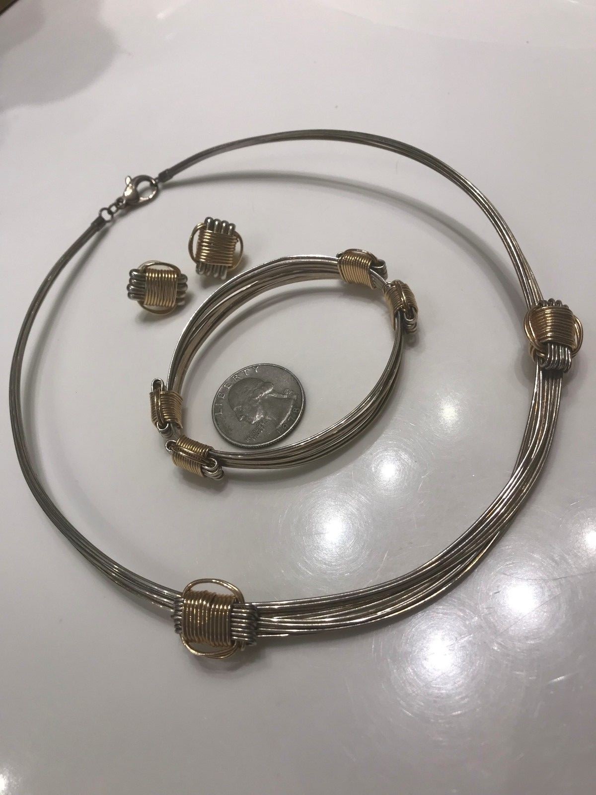 Estate African Elephant Hair Inc Sterling Gold Jewelry Set New In Box