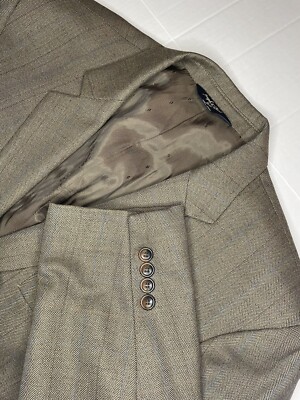 Joseph & Feiss Gold Series Wool Beige Herringbone Sport Coat Blazer Sz 44R