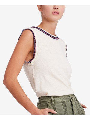 

Женский топ без рукавов цвета слоновой кости с вышивкой и украшенным вырезом FREE PEOPLE, размер, Цвет слоновой кости