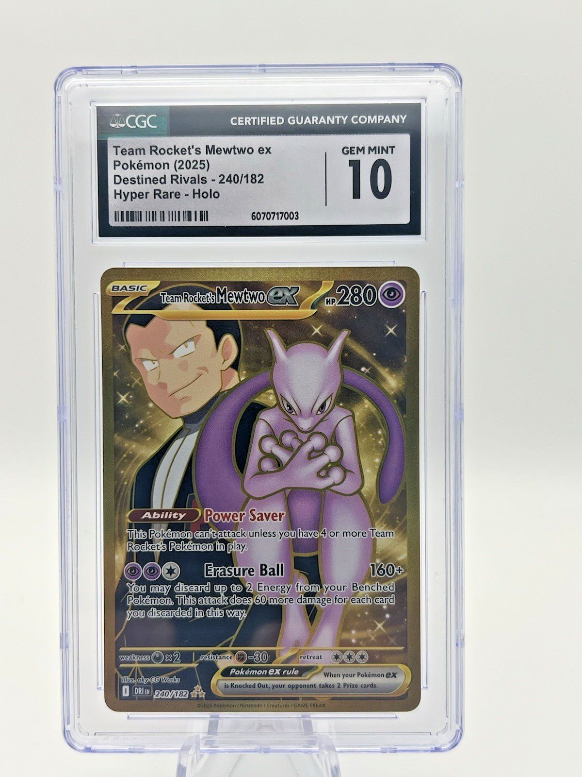 Pokemon Team Rocket's Mewtwo ex 240/182 Hyper Rare Destined Rivals