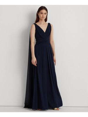 

LAUREN RALPH LAUREN Женское темно-синее платье-накидка с отворотами спереди, Navy