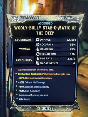 PS/XBOX/PC Tiny Tinas Wonderlands ASCENDED STAB-O-MATIC FACE-PUNCHER SHOTGUN GOD