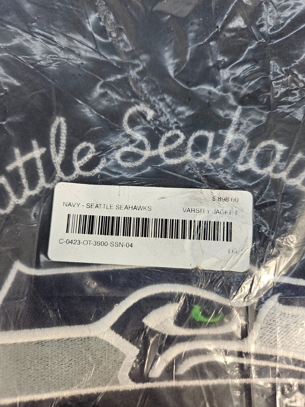 NWT Men's OVO x NFL College Navy Seattle Seahawks Full-Snap Varsity Jacket XL