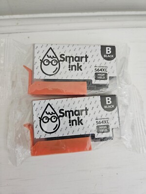 2 Packs Smart Ink Cartridges 564XL High Yield Black For HP New Sealed