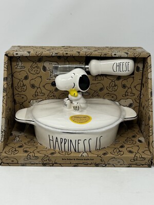 Peanuts x Rae Dunn Snoopy Brie Cheese Dish w/ Knife Set ceramic NEW 2024! VHTF