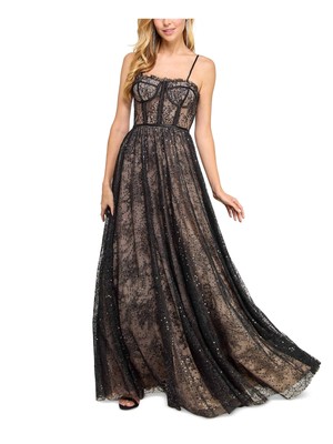 SAY YES TO THE DRESS Womens Black Boned Bustier Bodice Lined Dress Juniors 3\4