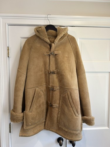 Vintage PAUL STUART Men's Shearling Coat Hooded Made In