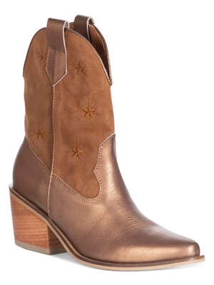 Женские ботинки SILVIA COBOS с золотыми звездами и язычками Galaxy Stars Almond Western Boot 11