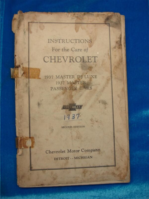 1937 CHEVROLET MASTER DE LUXE MANUAL FOR THE CARE OF.... - ORIGINAL