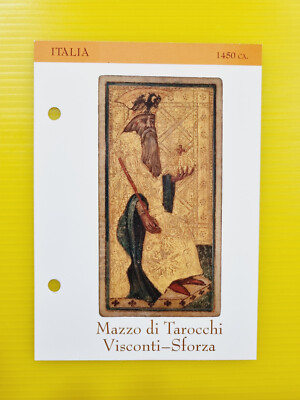SCHEDA DESCRITTIVA MAZZO DI TAROCCHI VISCONTI-SFORZA 1450 CA. ITALIA NEW