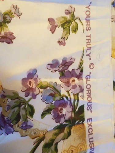 Vintage Waverly Chintz Fabric~ Yours Truly  Violet Floral Sprays  3 ~ 1+ yd cuts