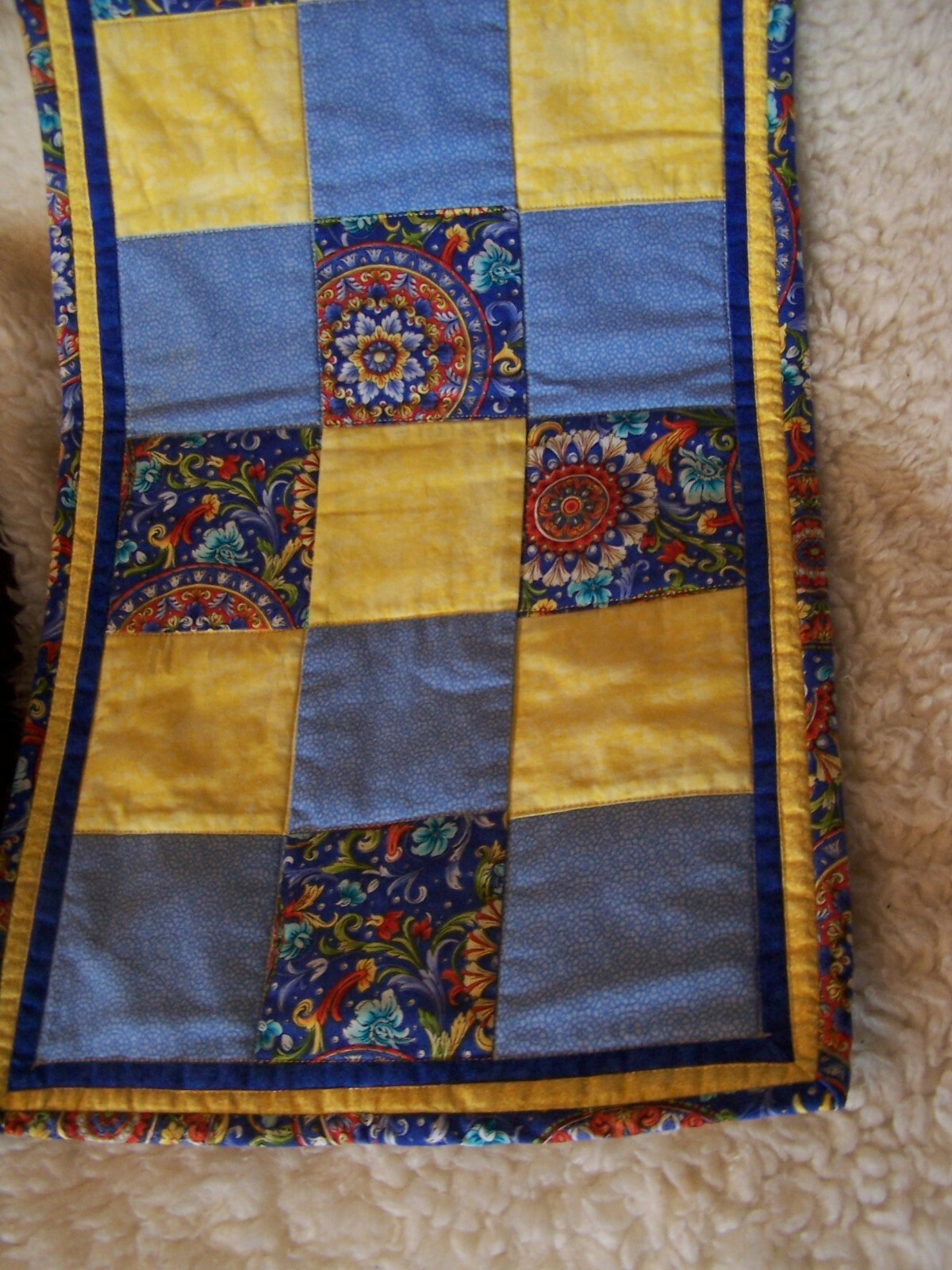 SPRING TIME Hand Made Quilted Table Runner/ Topper_13 1/2