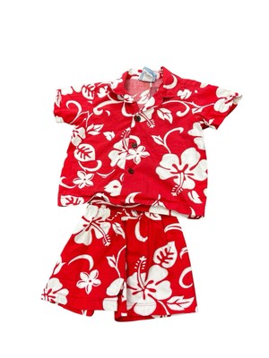RJC Boys Hibiscus Hawaiian Island 2pc Cabana Set 2T Made in Hawaii