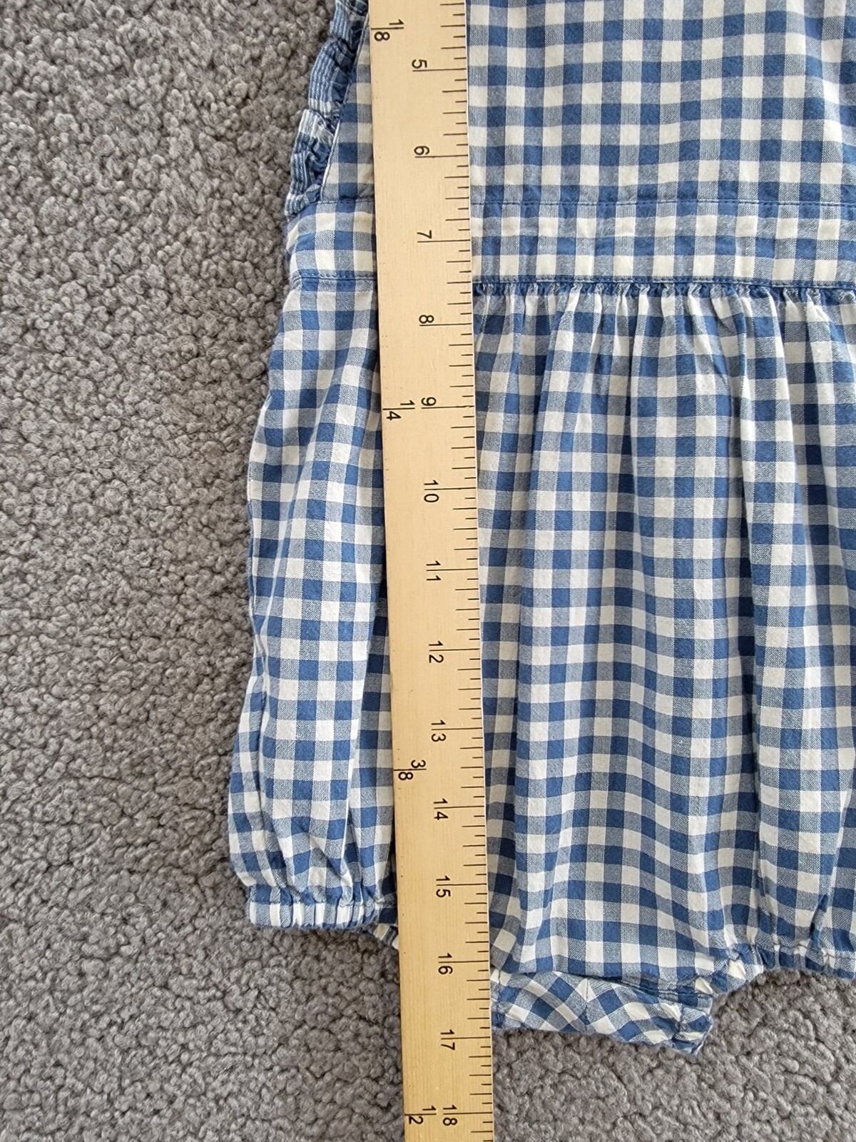 Ralph Lauren Gingham Madras Bubble Shortall & Hat Set Baby Girls 6M Blue Snap Up - Picture 7 of 24