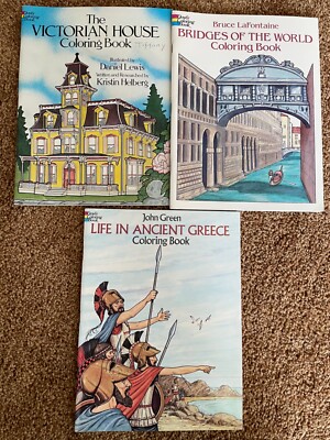Victorian Houses, Bridges of The World, Life In Ancient Greece Coloring Books 