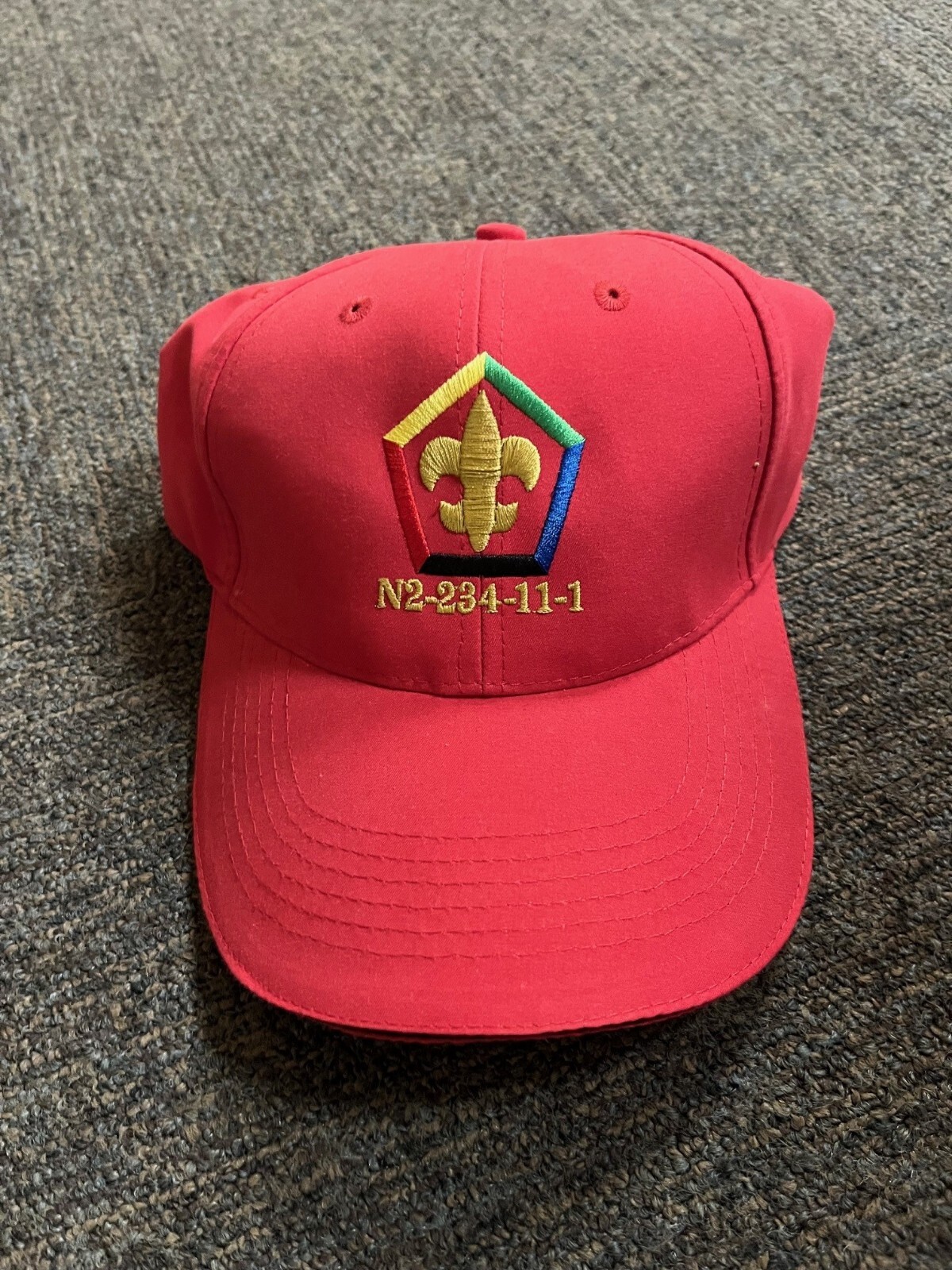 Red Fleur De Lis Adams Baseball Cap Logo Hat Red Headwear