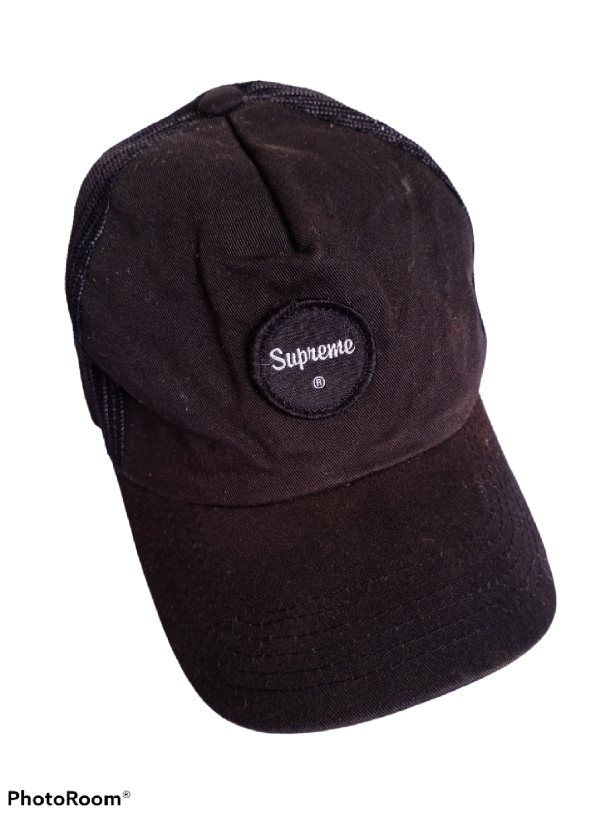 Vintage Supreme Trucker Black Hat Cap Patches Net Made In