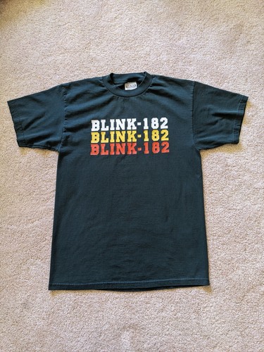 Vintage Green Blink-182 Logo Band T-shirt Men's Medium 90s