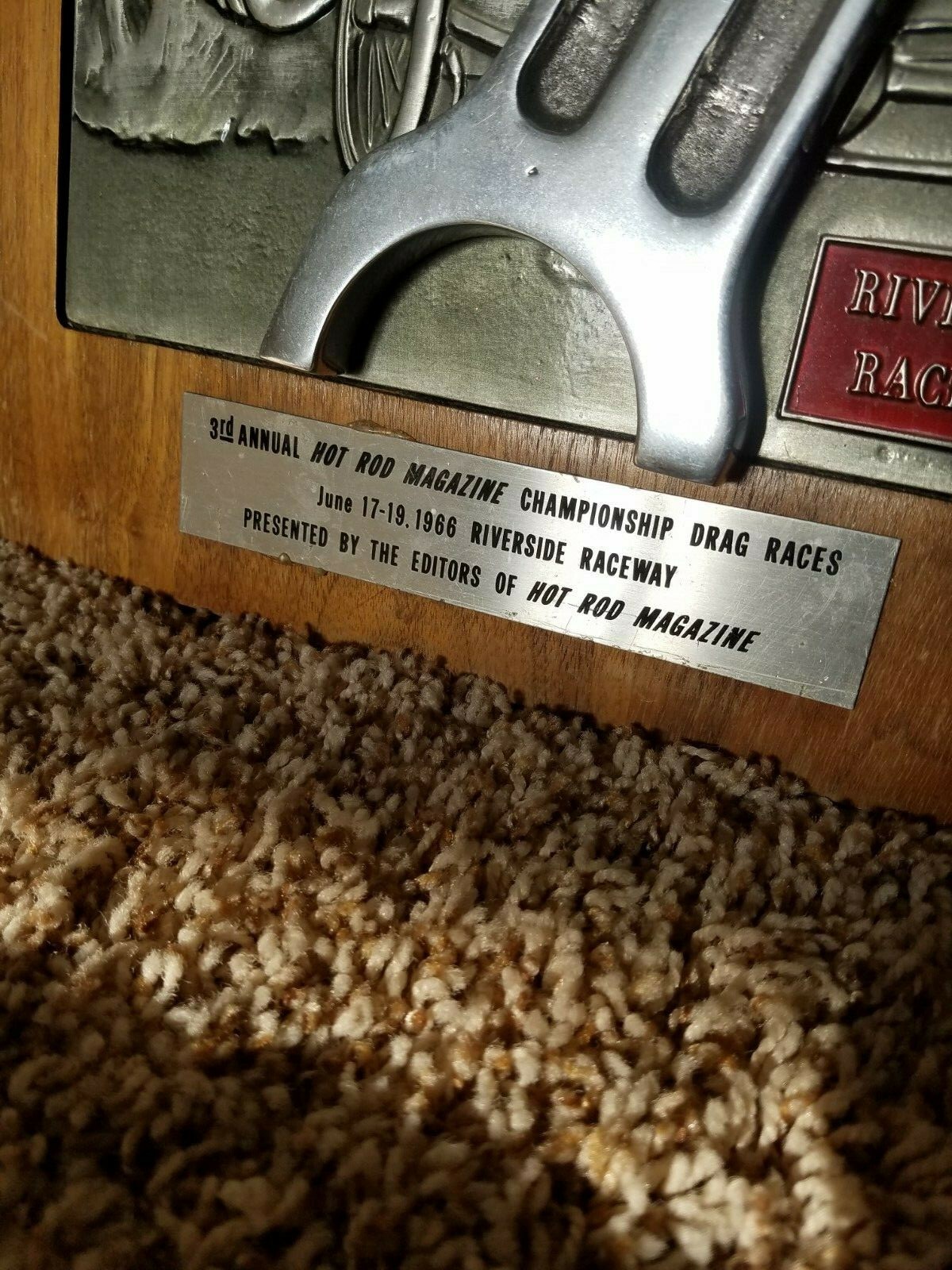 1966 Hot Rod Magazine 3rd Annual Drag Race Award Riverside International Raceway