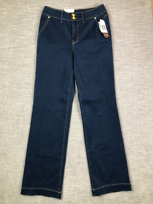 New! Anne Klein Jeans Womens 8 28 Blue Bootcut Dark Wash High Rise Stretch Denim