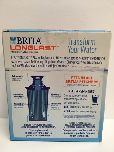 Pack of 2 Brita Longlast Water Filters, Replacement Filters for Pitcher - NEW!