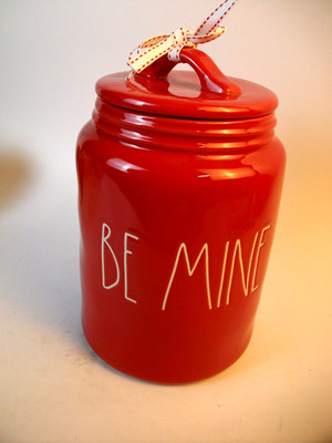 Rae Dunn Magenta Be Mine Large Canister Artesian Collection 2021 Red