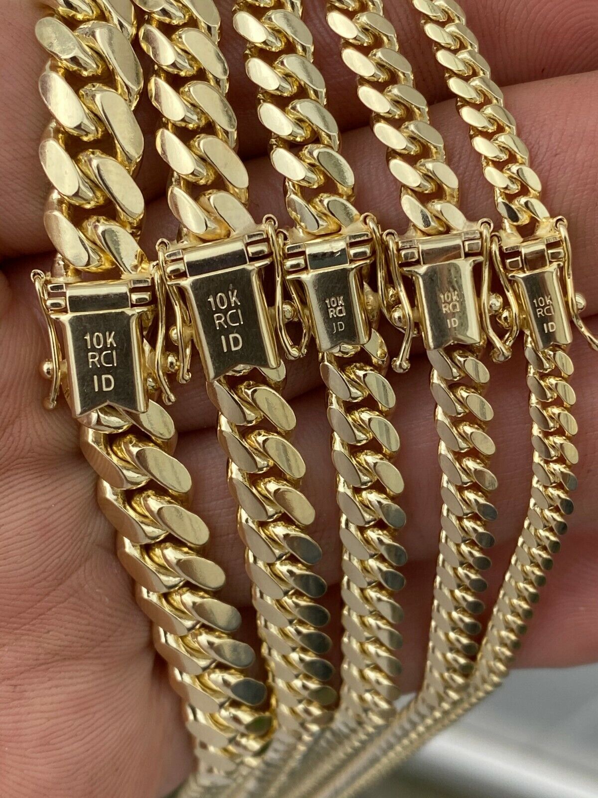 Men's Solid 10k Yellow Gold Miami Cuban Link Chain Or Bracelet Box Lock